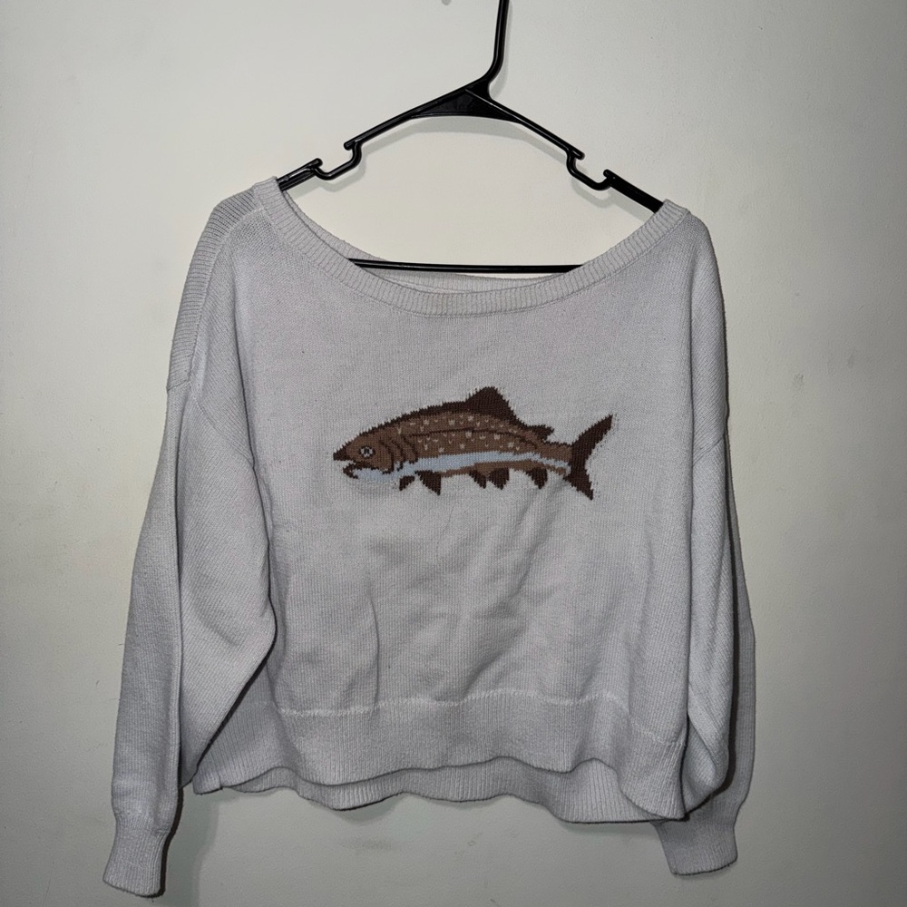 Hollister off the shoulder fish sweater